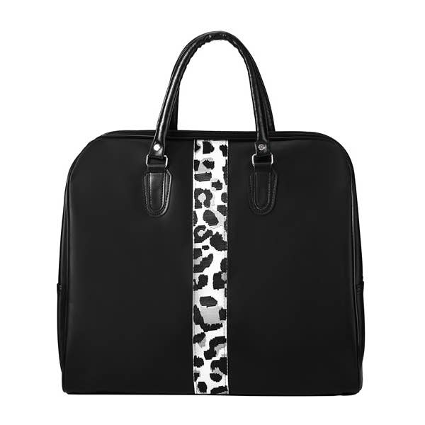 BLACK Animal Print Stripe Carry-ON Duffle Bag Weekender Bag