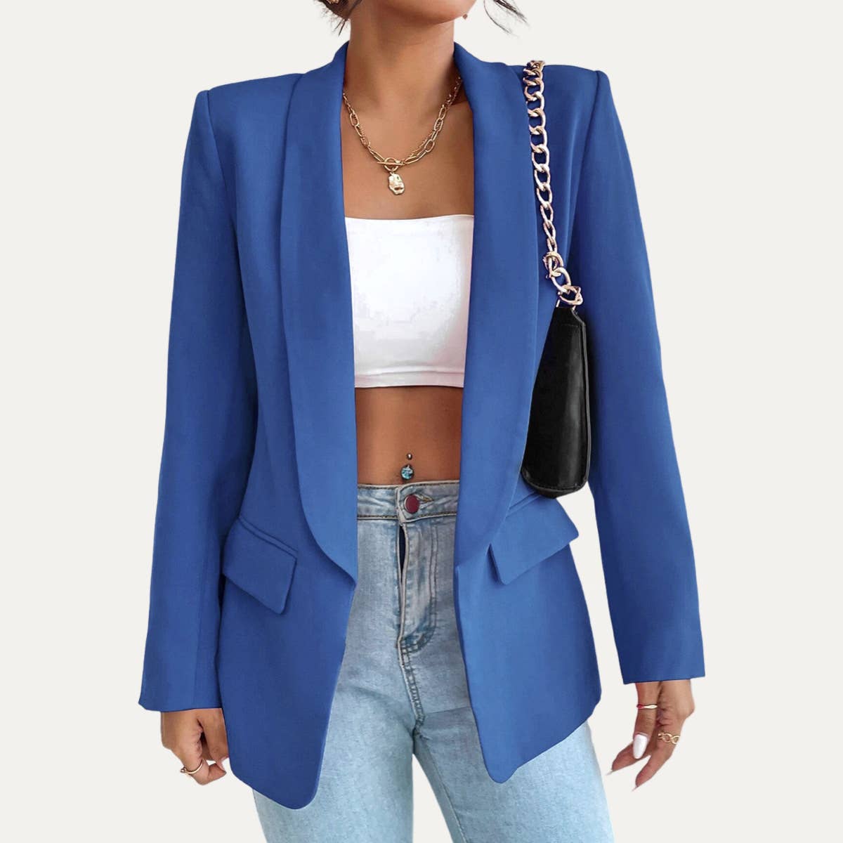 Timeless Solid Color Open-Front Blazer