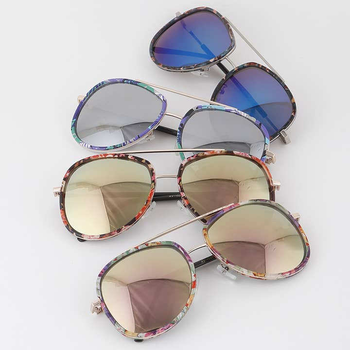 Abstract Print Frame Aviator Sunglasses