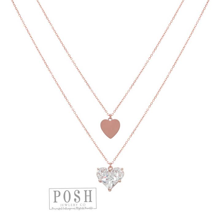 HEART DROP NECKLACE ROSE GOLD