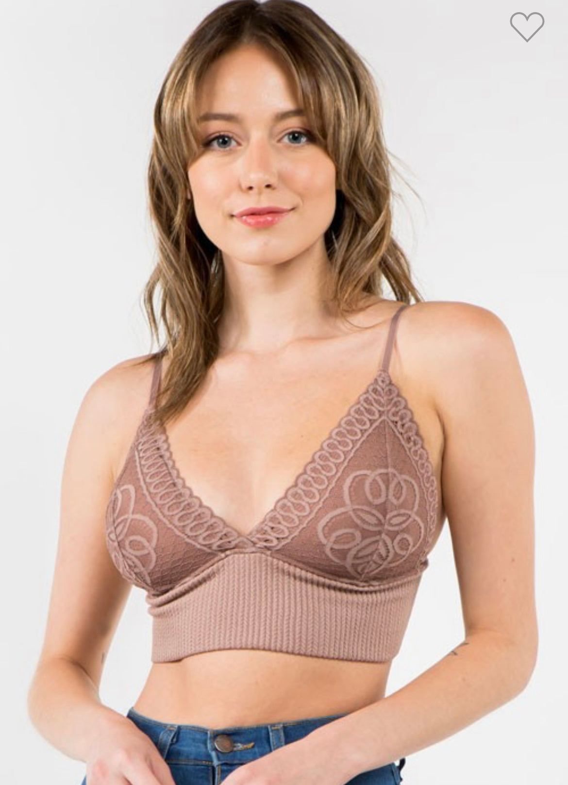 Cocoa Seamless and Lace ribbed Bralette
