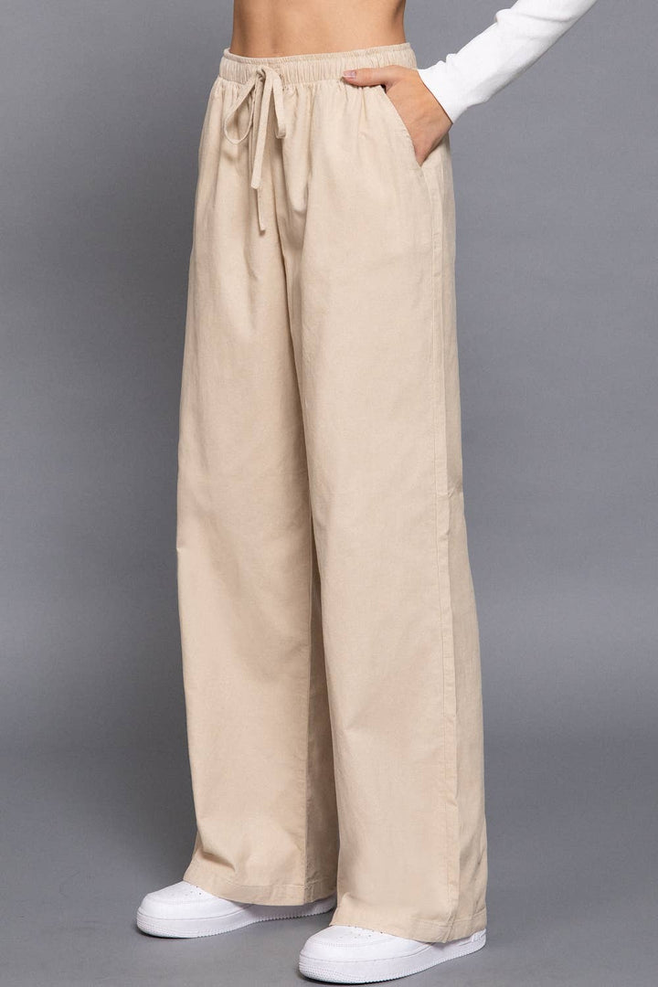 Elastic Waist Corduroy Long Pants