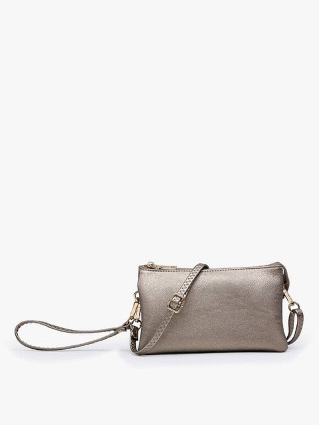 Metallic 3 Compartment Crossbody/Wristlet