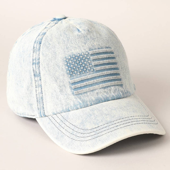 American Flag Denim Baseball Cap