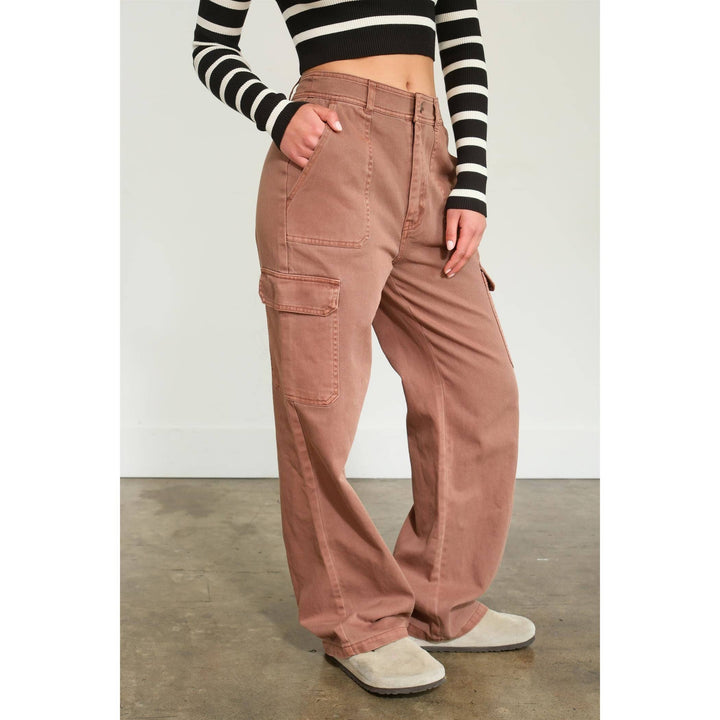 HIGH WAIST WIDE LEG CARGO PANTS