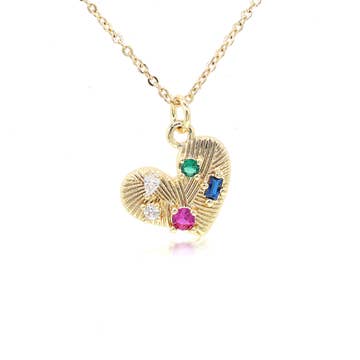 Heart Multi Color Gold Necklace