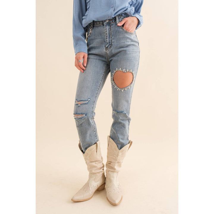 Cut Out Denim Jeans