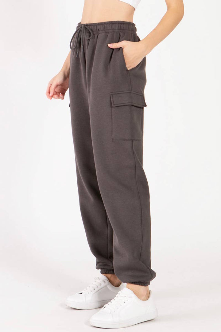 Oversize boyfriend fleece cargo jogger pants