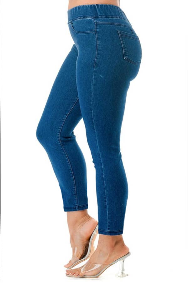 Curvy denim jeggings w/pocket