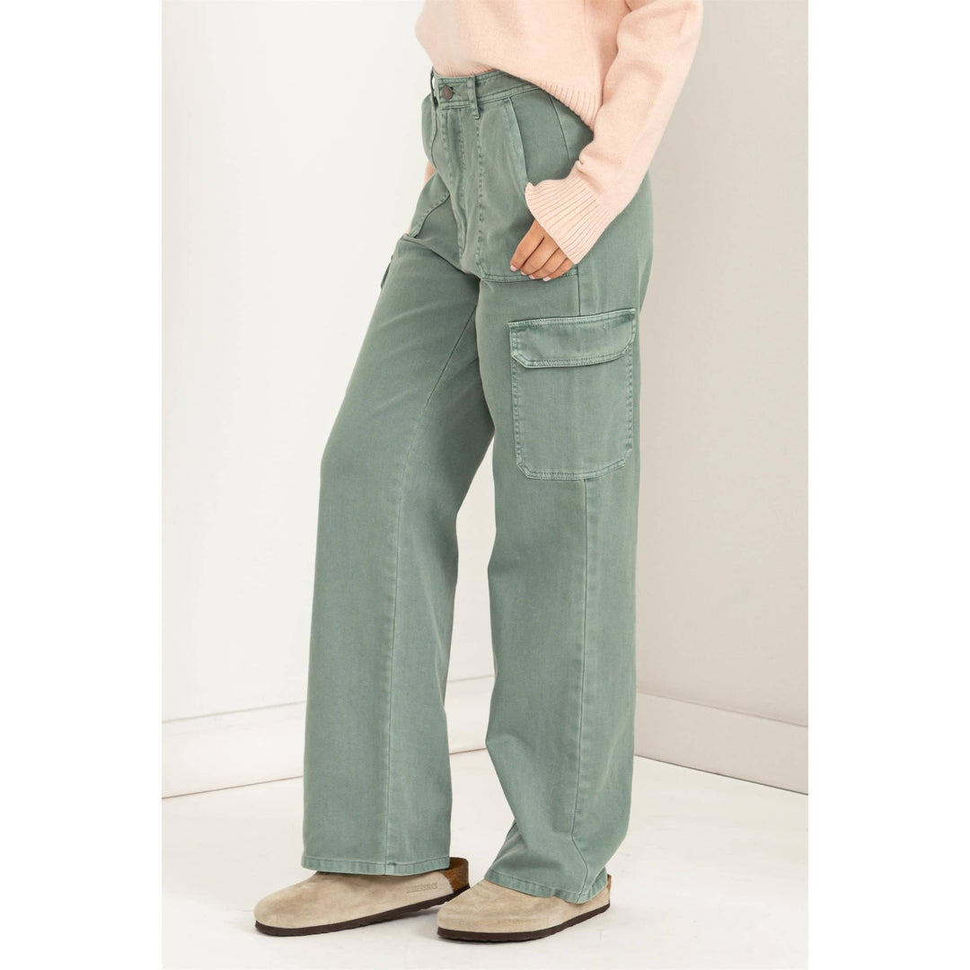 HIGH WAIST WIDE LEG CARGO PANTS