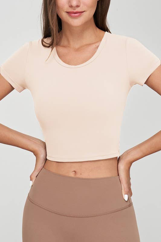 Seamless short sleeve  round neck crop