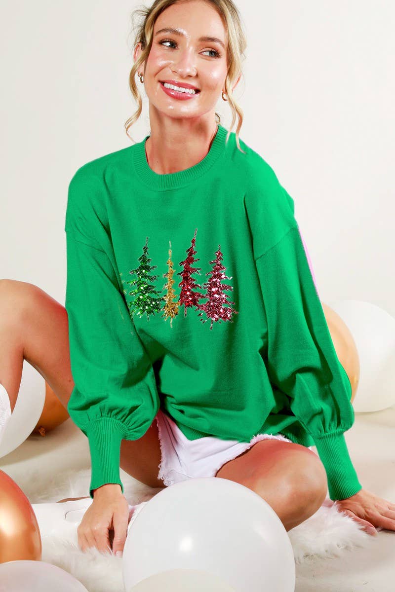 Christmas Tree Sequin Sweater