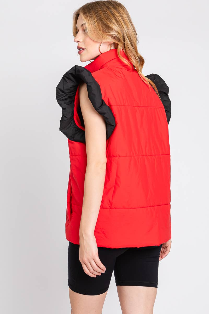 PUFF SNAP BUTTON HIGH NECK VEST