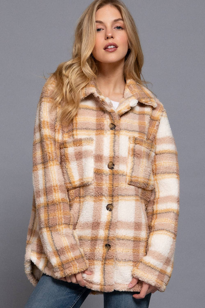 Button Down Oversize Printed Fur Jacket