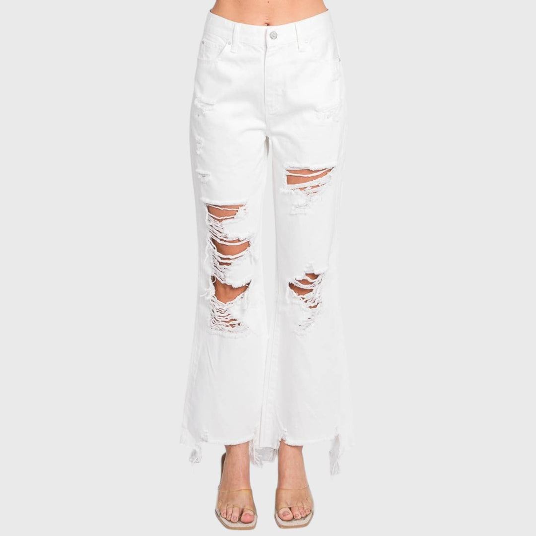 PETRA WHITE HIGH RISE CROPPED  JEANS