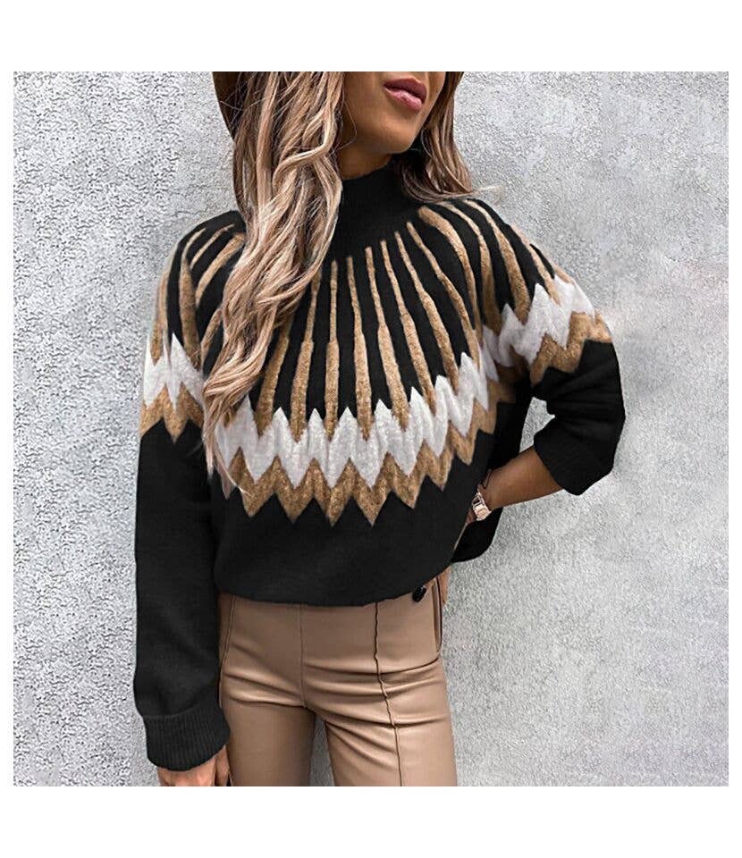 Stretchable Knit Turtleneck Pullover Sweater