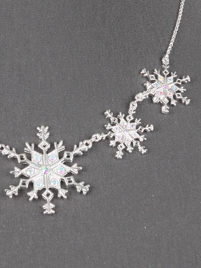 Snowflake Crystal AB Silver BIB Necklace Set