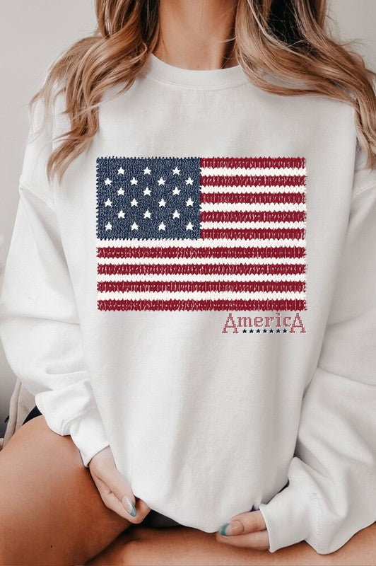 American Flag Brushed Crewneck