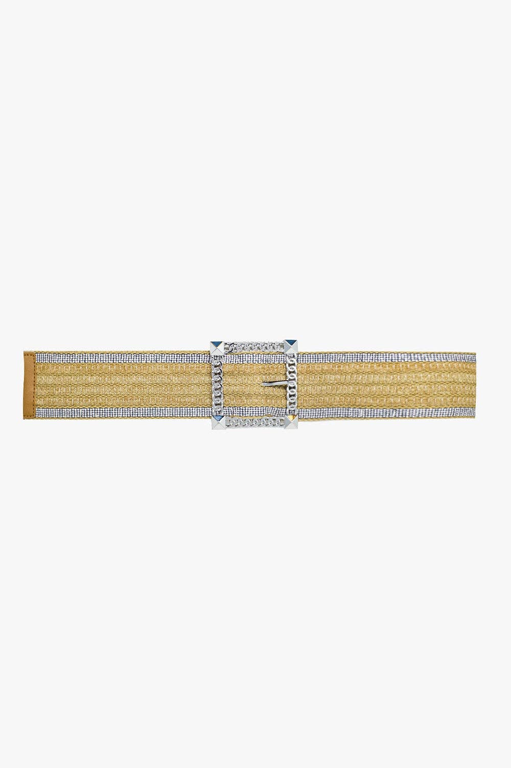 Wide beige woven belt