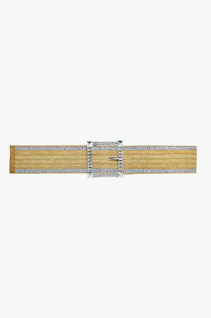 Wide beige woven belt