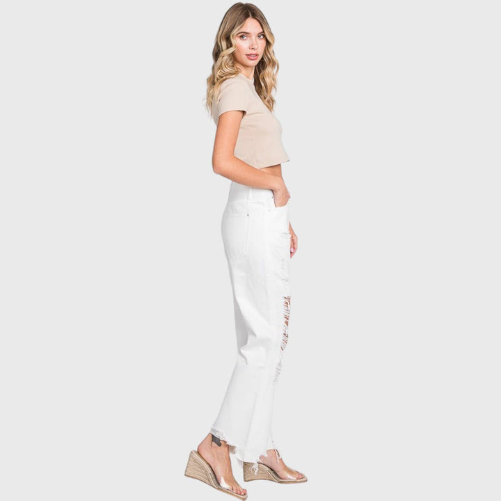 PETRA WHITE HIGH RISE CROPPED  JEANS