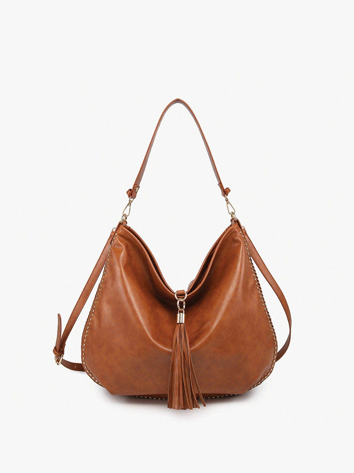 Demi Distressed Studded Hobo Bag