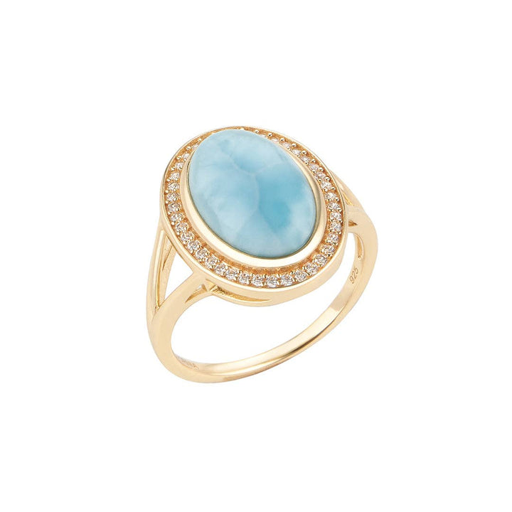 Larimar Halo Ring 14k gold vermeil