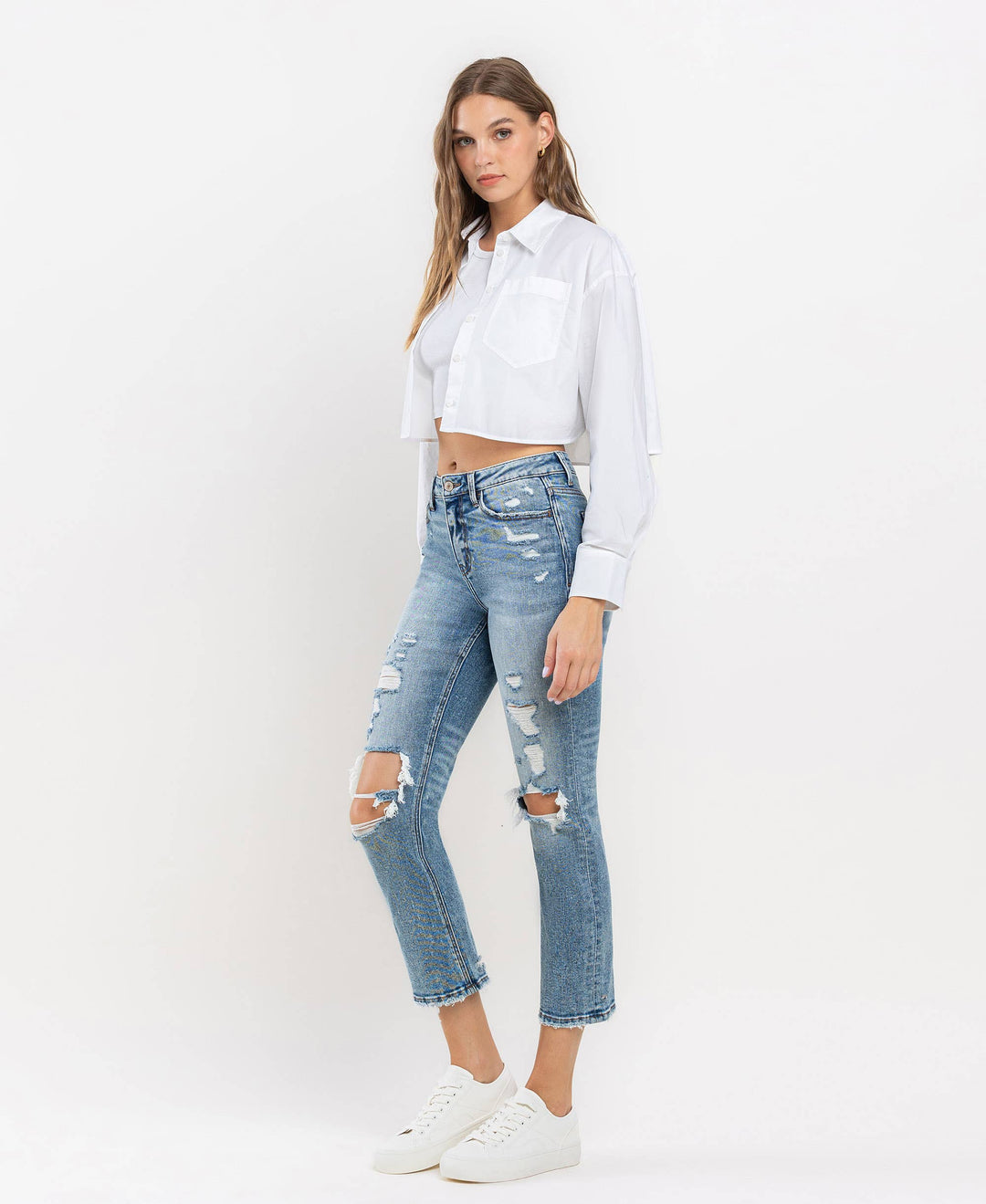 HIGH RISE SLIM STRAIGHT JEANS