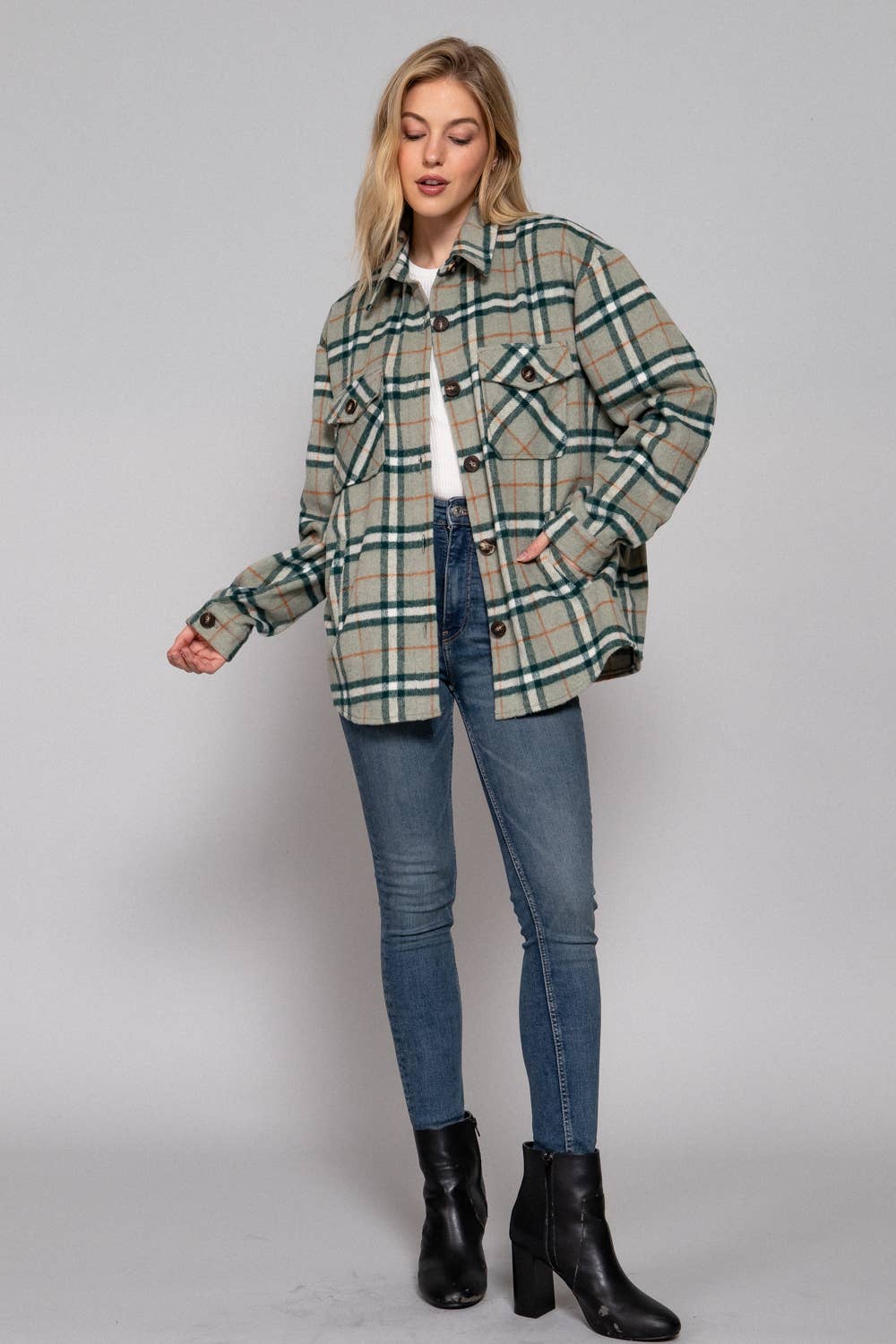 Wool Blend Plaid Shacket