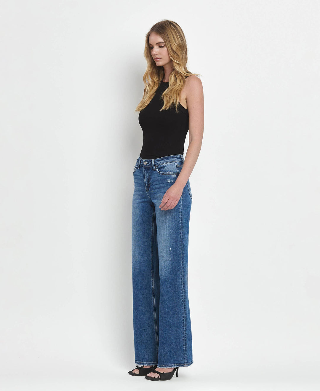 MID RISE FULL LENGTH WIDE LEG JEANS T6613