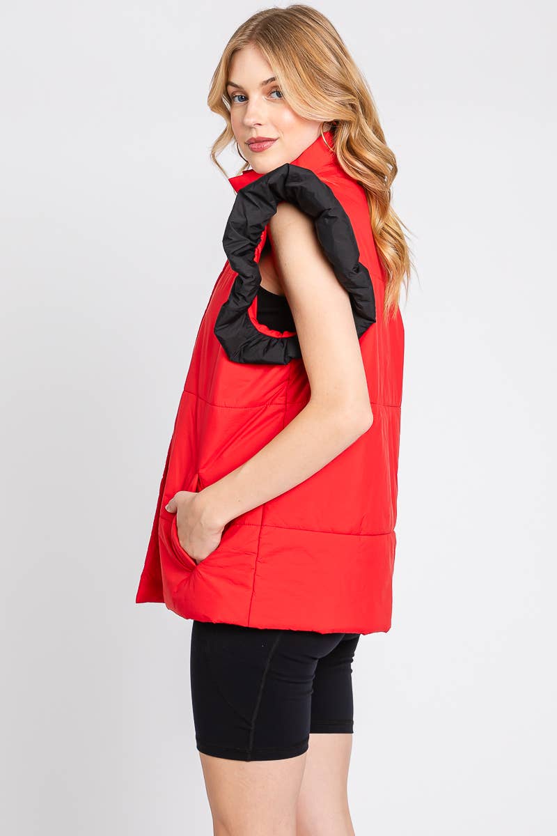 PUFF SNAP BUTTON HIGH NECK VEST