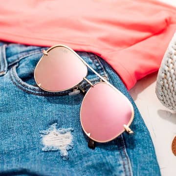 Gold/Pink High Quality Aviator Sunglasses