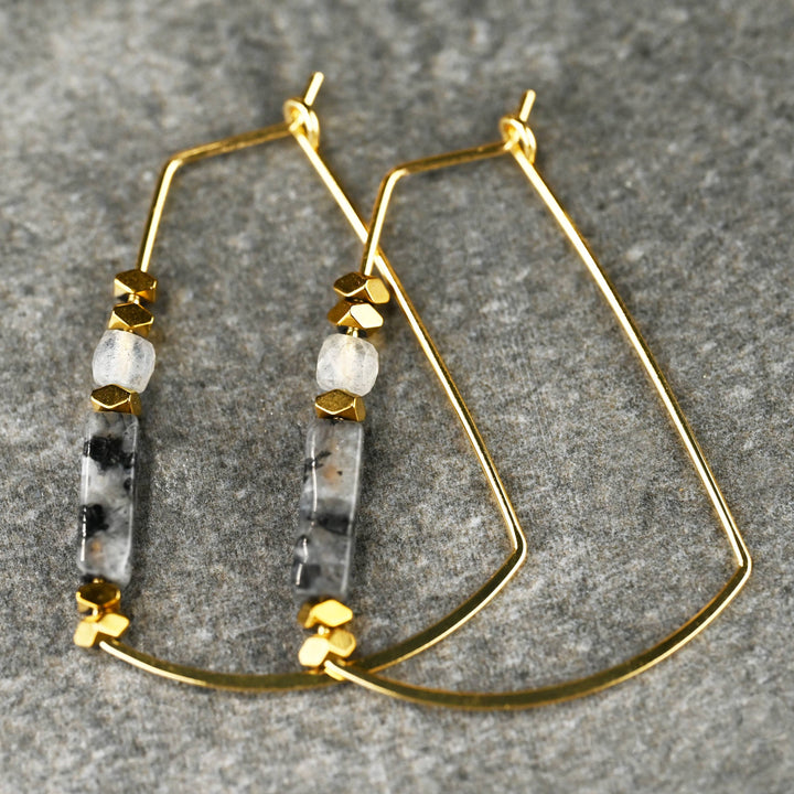 Trapezoid Wire Earring w/ semi pr stones