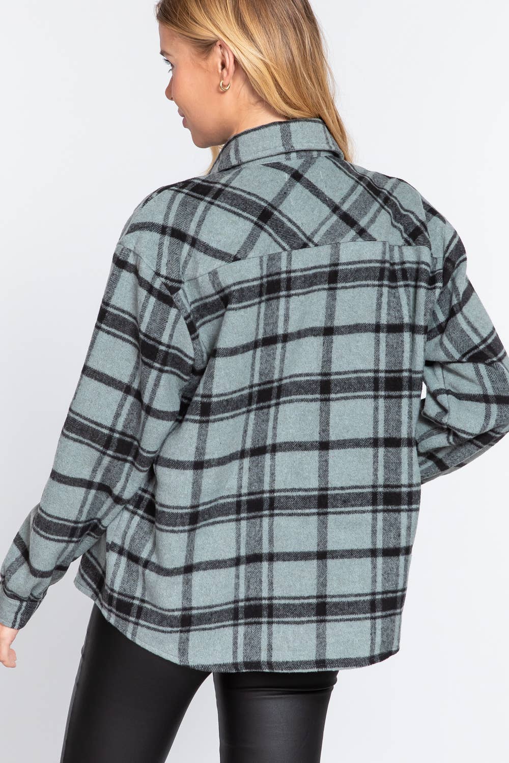 Wool Blend Plaid Shacket