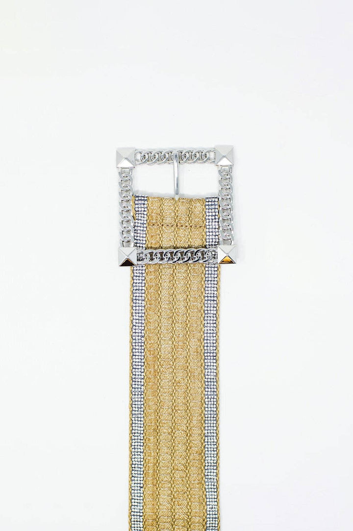 Wide beige woven belt