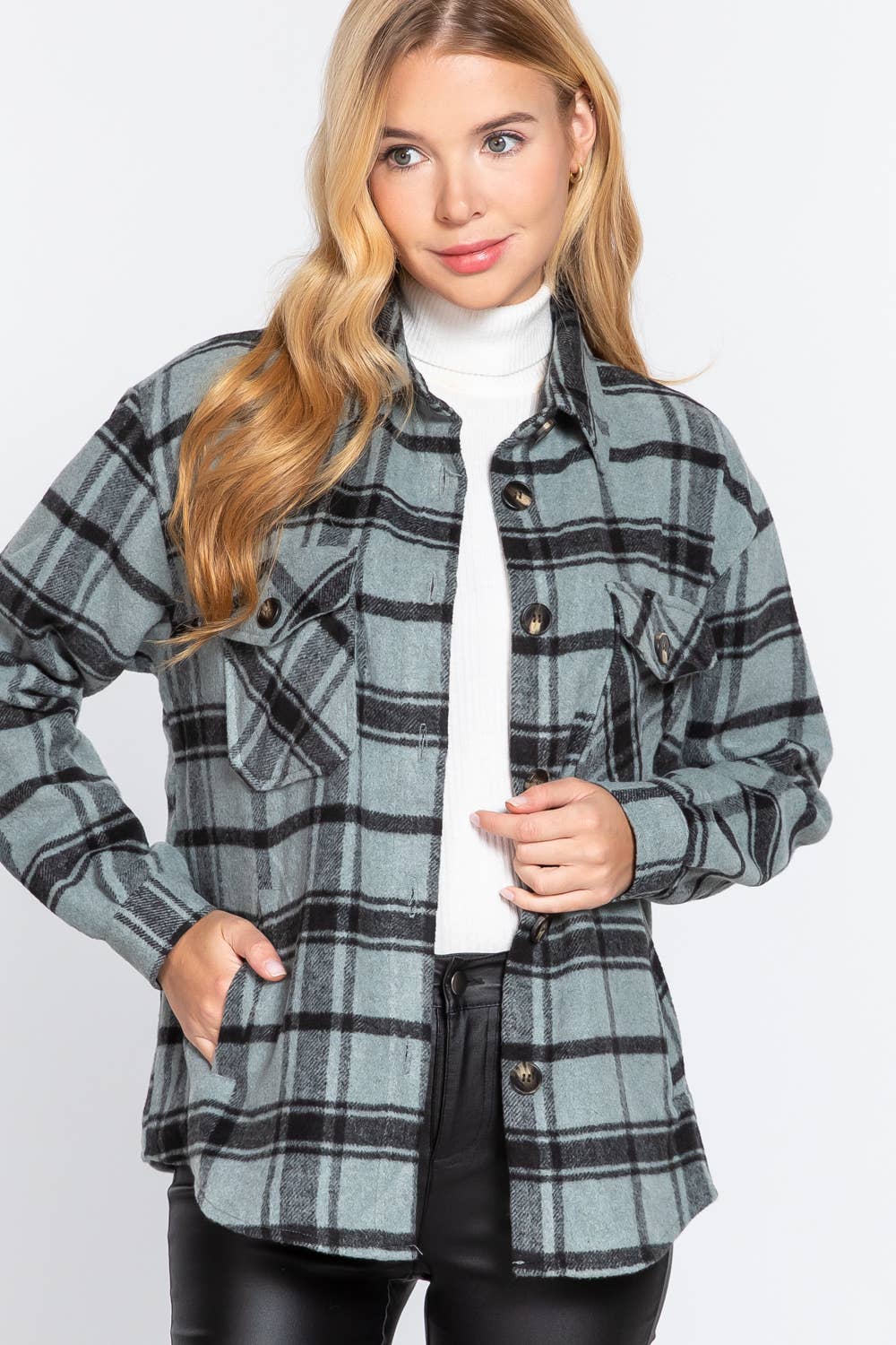 Wool Blend Plaid Shacket