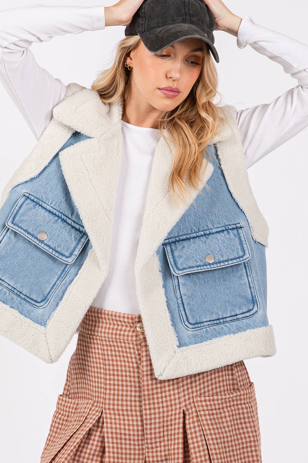 STONE WASHED SHERPA VEST