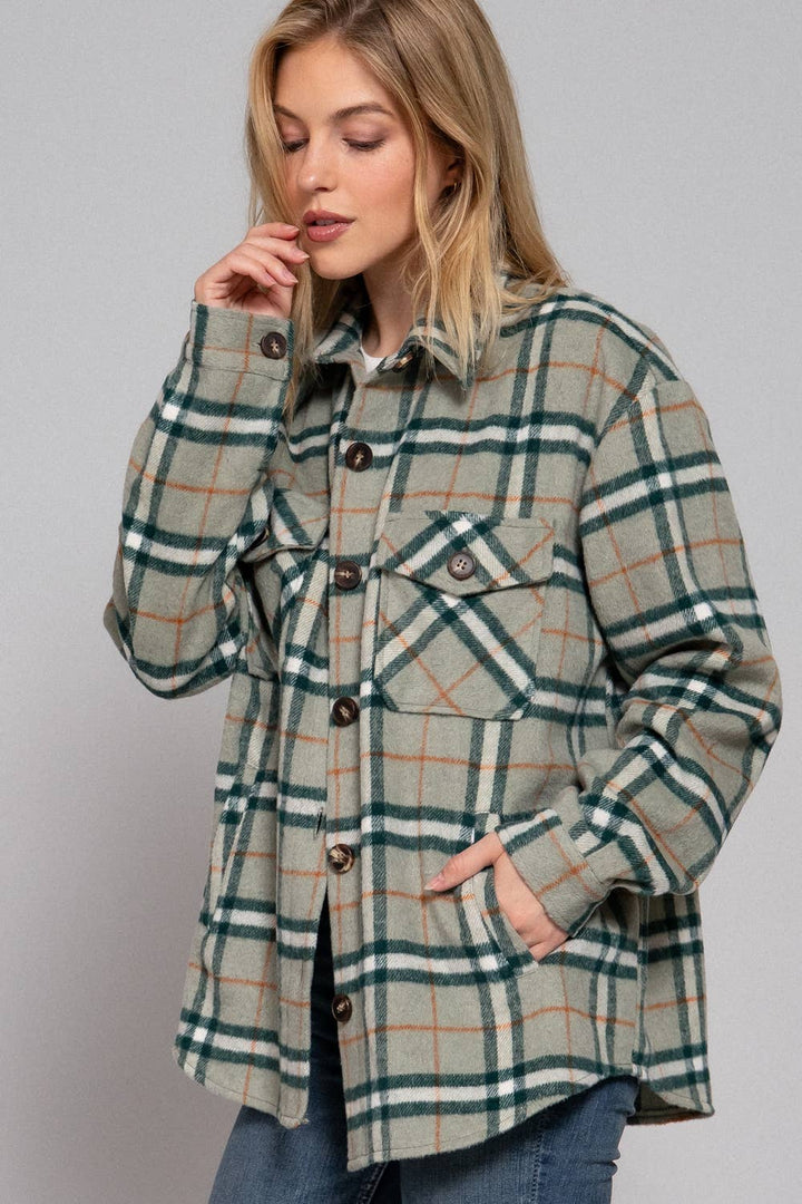 Wool Blend Plaid Shacket