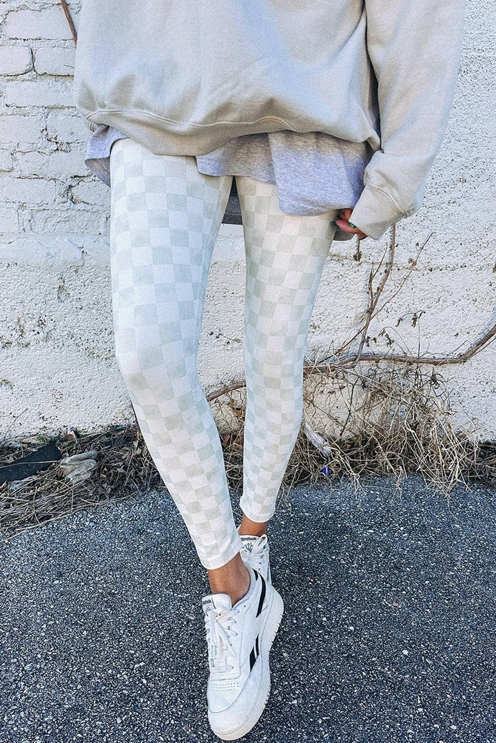 Checkered Pattern High Waist Leggings