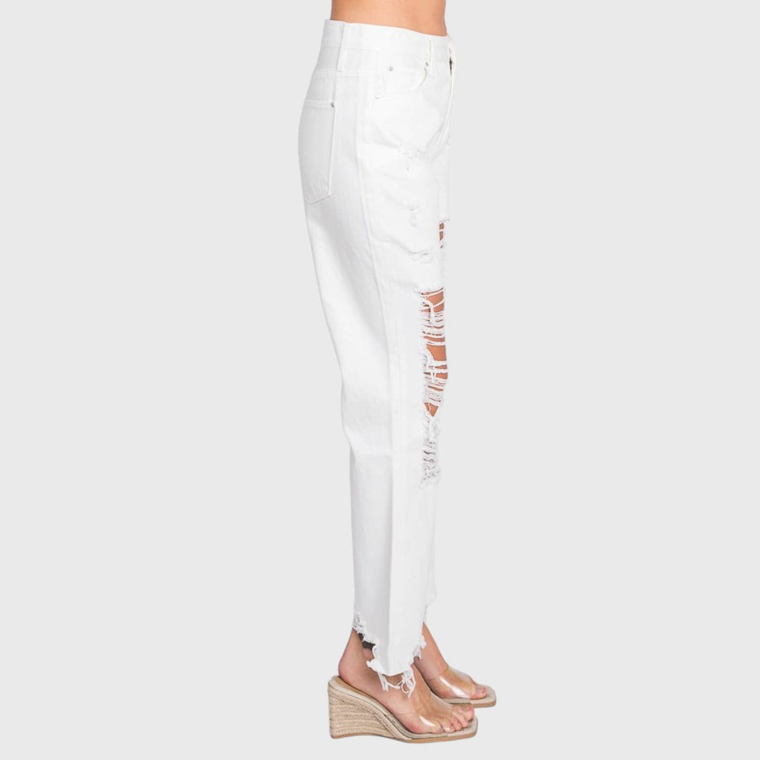 PETRA WHITE HIGH RISE CROPPED  JEANS