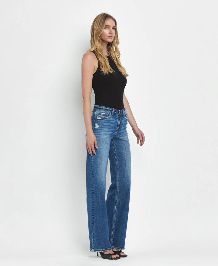 MID RISE FULL LENGTH WIDE LEG JEANS T6613