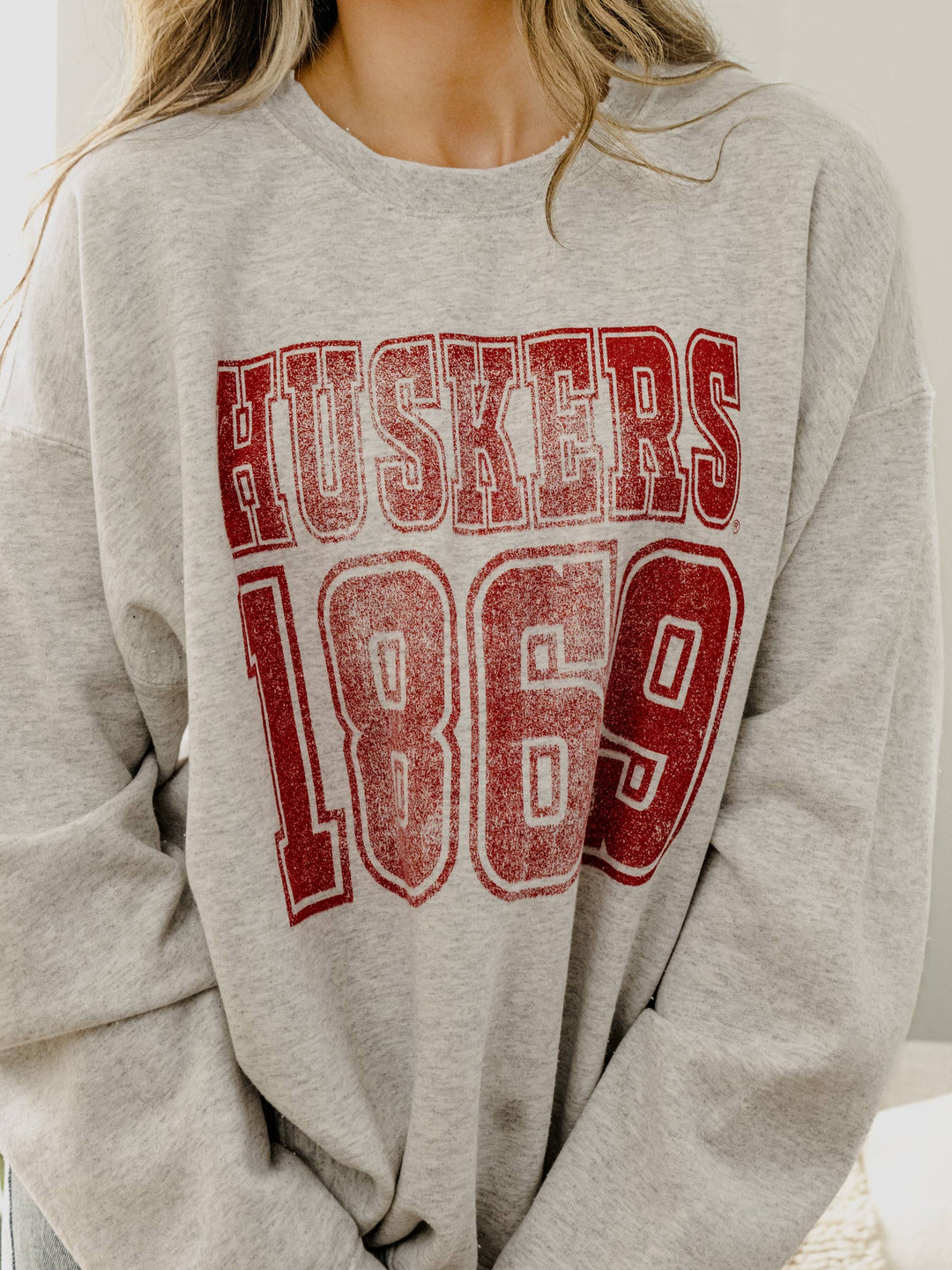 Huskers Player Ash Thrifted Sweatshirt