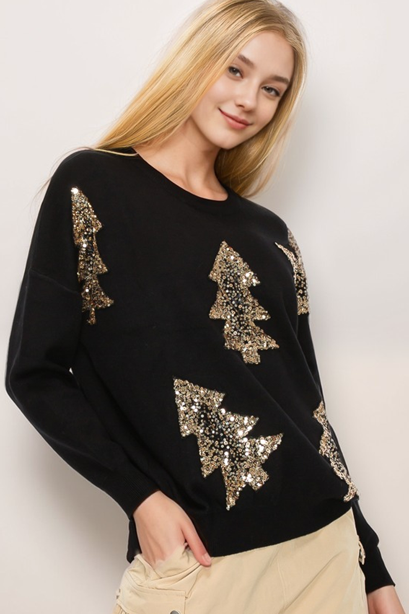 HOLIDAY TREE SEQUIN SWEATER