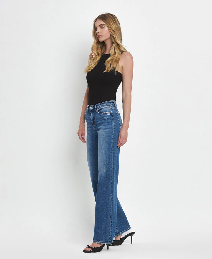 MID RISE FULL LENGTH WIDE LEG JEANS T6613