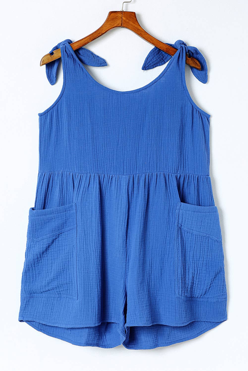 Textured Knotted Straps Romper
