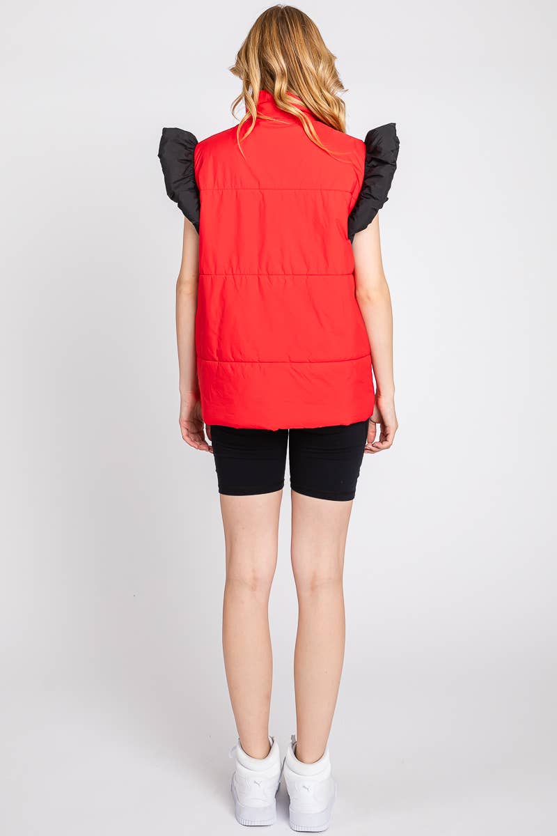 PUFF SNAP BUTTON HIGH NECK VEST