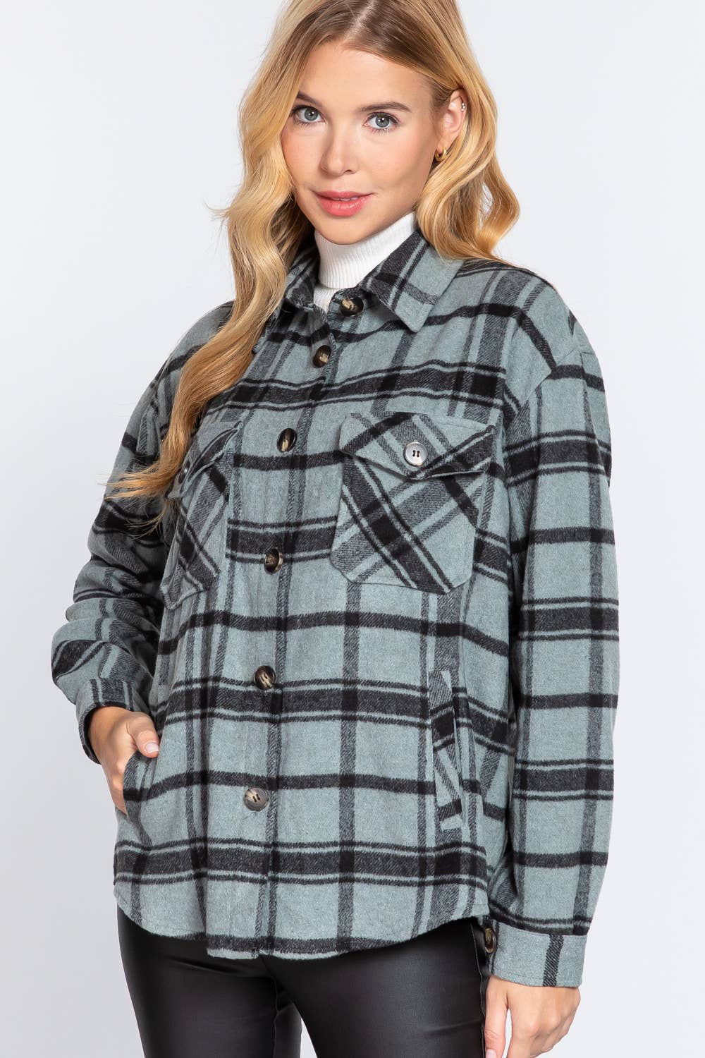 Wool Blend Plaid Shacket