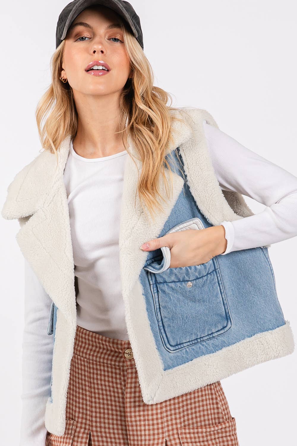 STONE WASHED SHERPA VEST