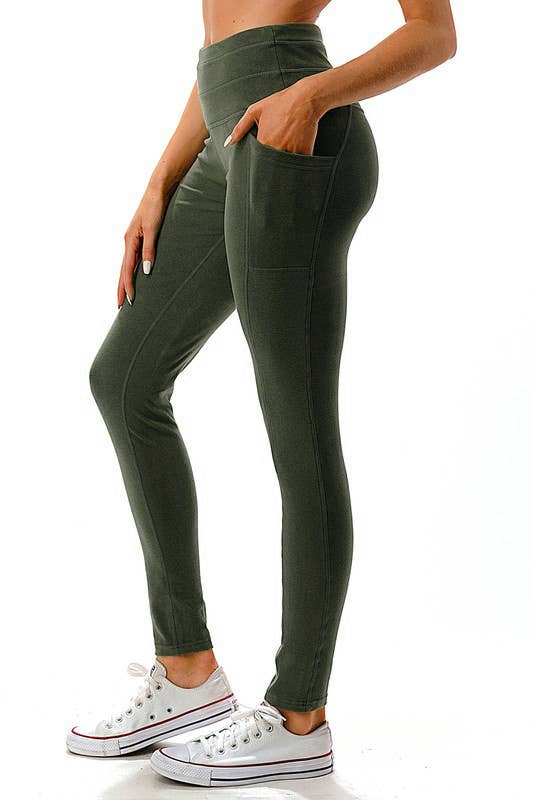 Two tone thermal fleece high waist leggings