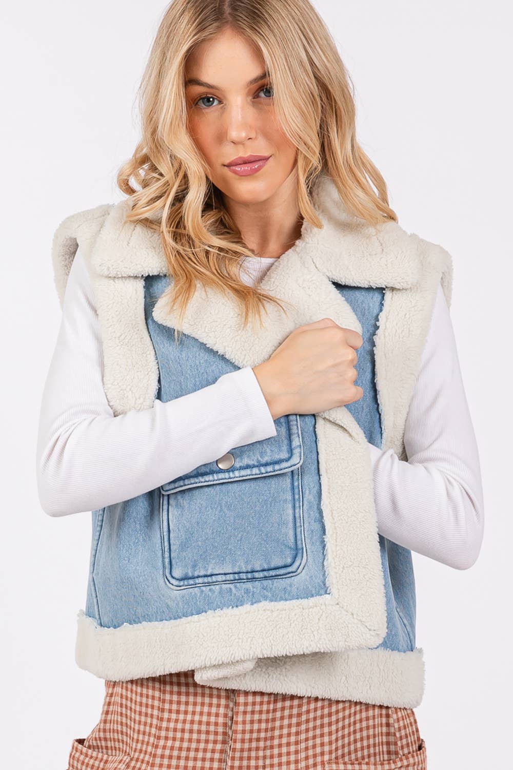 STONE WASHED SHERPA VEST